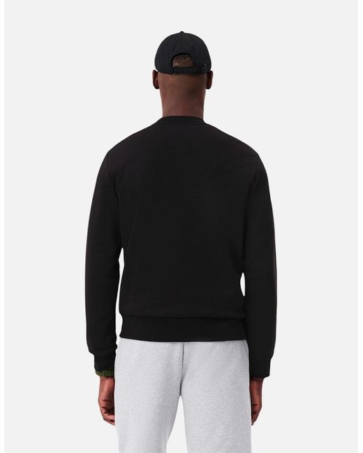 Lacoste Black Fleece Crew Neck Sweatshirt Knitted Jumper Long Sleeve Sweat Tops for men