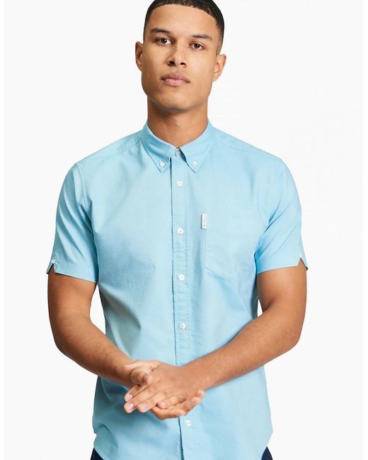 Ben Sherman Blue Short Sleeve Signature Oxford Shirt for men