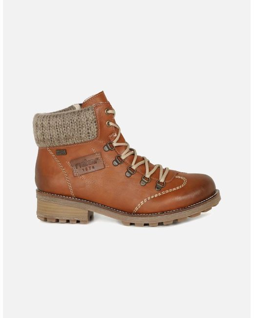 Rieker Brown Wool Ladies Lace Up Ankle Boots