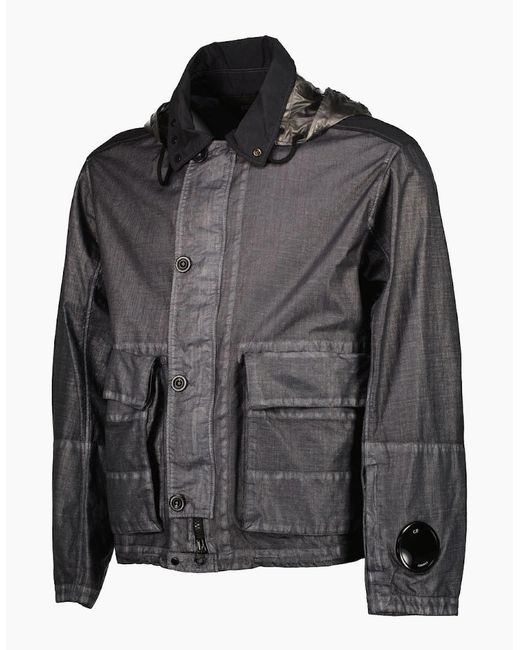 C P Company Black Rafia Mille Goggle Jacket for men