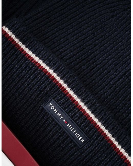 Tommy Hilfiger Black Th Wool Beanie & Scarf Gift Set for men