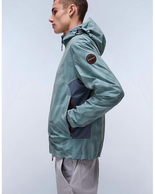 Napapijri Blue Tartuca Print Short Jacket for men