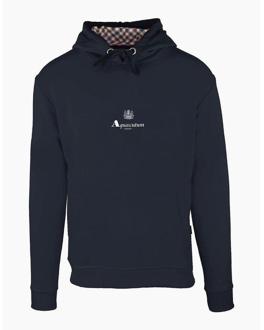 Aquascutum Blue Hooded Sw for men