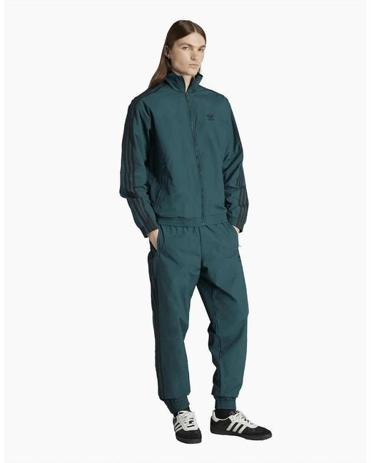 Adidas Originals Green Firebird High Neck Track Top With Side Stripes for men
