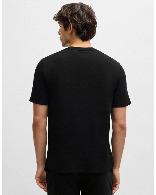 Boss Black Boss Waffle Cotton-Blend Pyjama T-Shirt With Embroidered Logo Nos for men