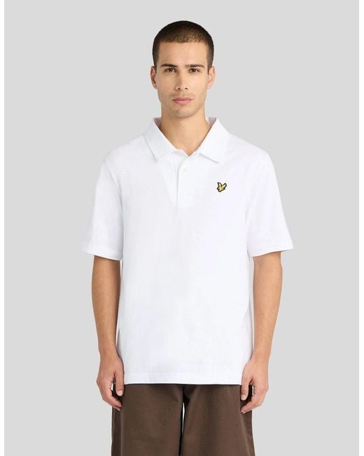Lyle & Scott White Relaxed Cotton Jersey Polo Shirt for men