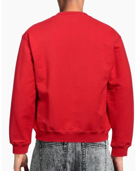 DSquared² Red Bold Maple Leaf Logo Sweatshirt for men