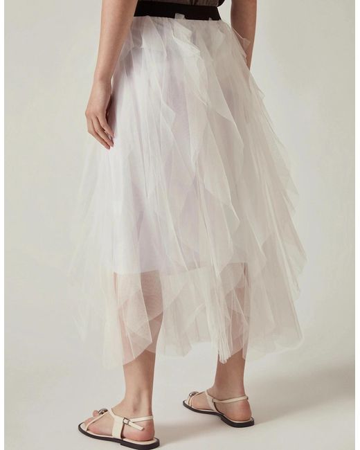 James Lakeland Natural Tulle Ruffle Midi Skirt