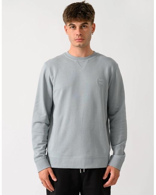 Boss Gray Boss Westart Crew Neck Sweatshirt With Logo Patch for men