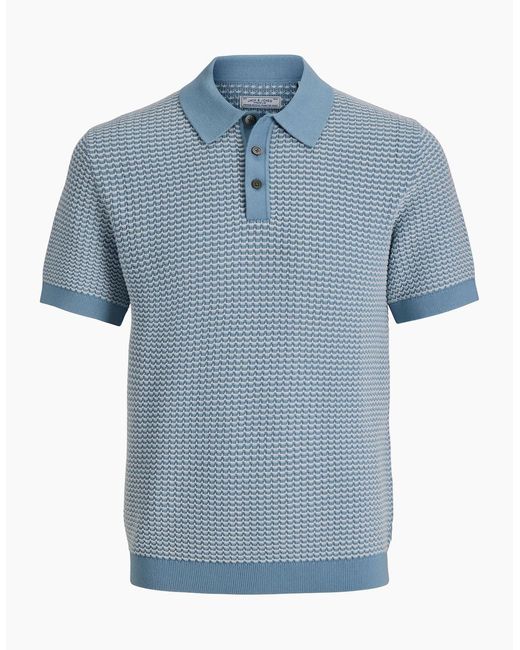 Jack & Jones Blue Knit Polo Short Sleeve Ashley/Twist for men