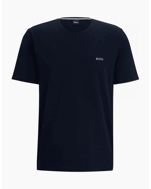 Boss Blue Cotton Embroidered Logo Dark T-Shirt for men