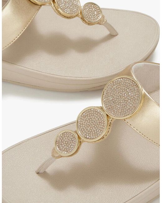 Fitflop White Halo Bead Toe-Post Sandals Platino