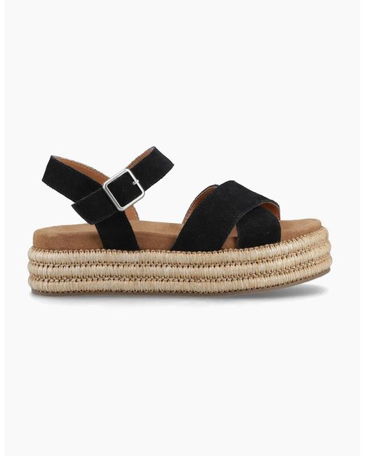 Hush Puppies Black Rosa Rafia Sandal Ankle Strap Sandals