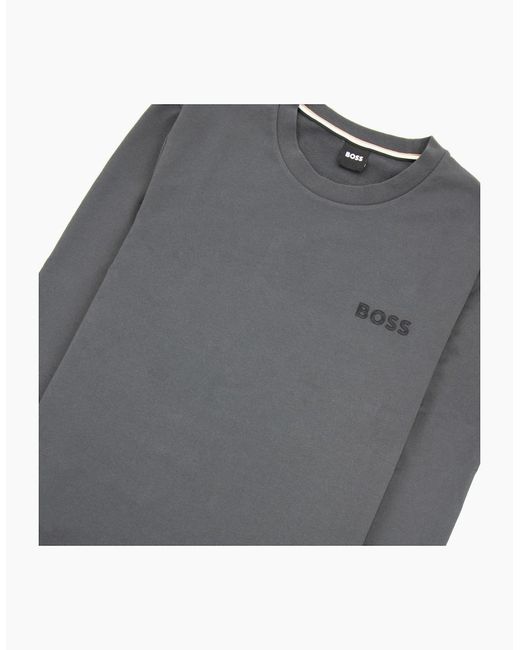 Boss Gray Heritage Embroidered Logo Sweatshirt Dark 022 for men