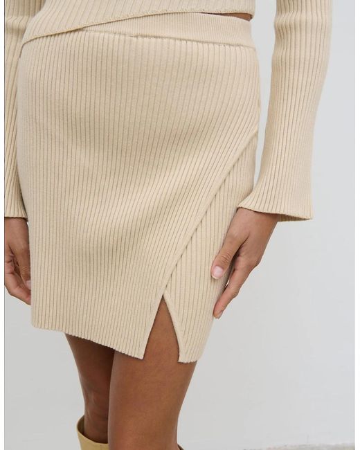 Pretty Lavish Natural Lakelyn Wrap Mini Knit Skirt