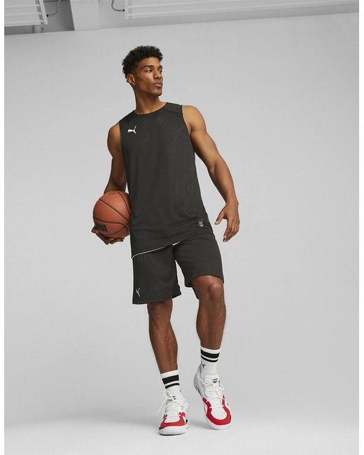PUMA Black Hoops Team Practice Basketball Shorts for men
