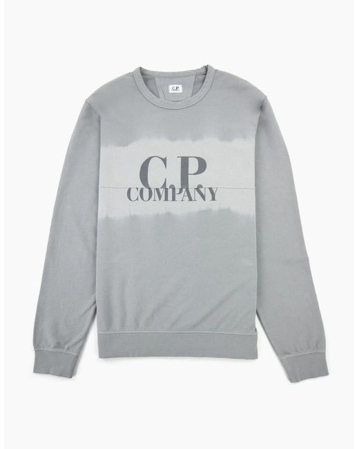 C P Company Gray Light Fleece Tie-Dye Logo Sweatshirt Griffin 937 for men