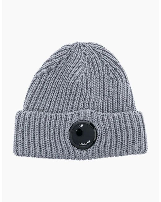 C P Company Gray C.P. Company Merino Single Lens Beanie for men