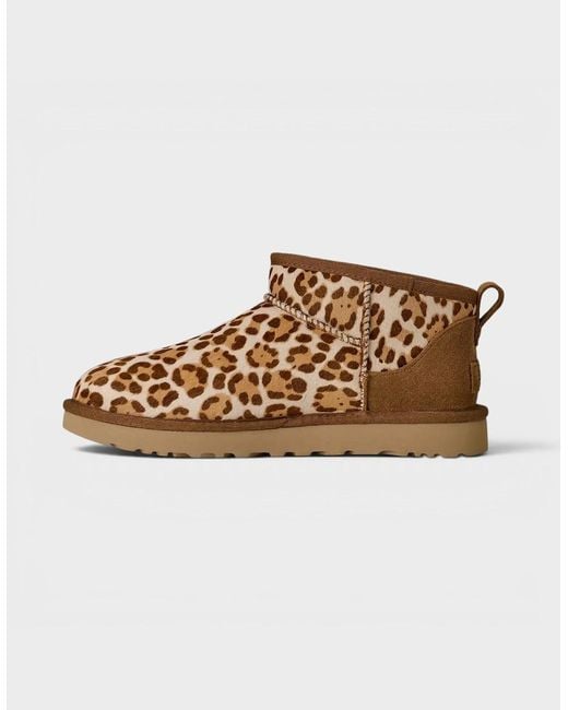 Ugg Brown Classic Ultra Mini Plains Boot Felicity Leopard Jasmine