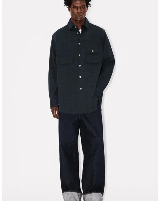 KENZO Blue Weave Workwear Overshirt for men