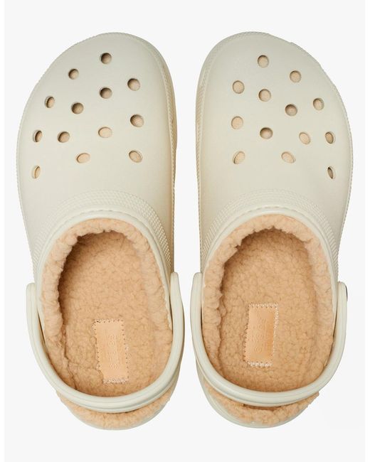 CROCSTM White 207938-2Y2 Classic Platform Lined Clogs Bone