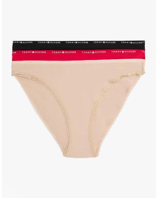 Tommy Hilfiger Pink 3 Pack Lace Trim Bikini Brief Multicolour