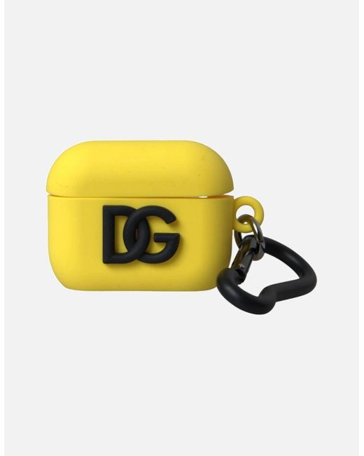 Dolce & Gabbana Black Orange Silicone Embossed Logo Airpods Case main image 1