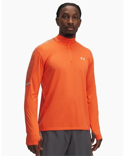Under Armour Orange Tech Zip Neck Long Sleeve Sweatshirt for men