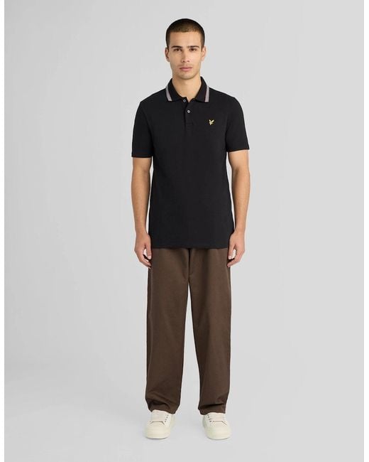 Lyle & Scott Black Tipped Track Polo Shirt for men