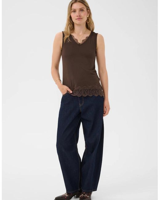 Cream Brown Alvaia Jersey Top