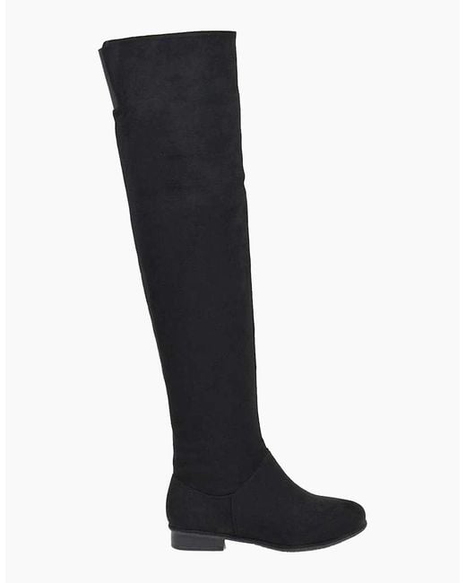 XY London Black Ladies Ivy Low Block Heel Thigh-High Boots