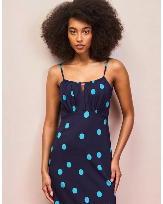 Ro&zo Blue And Spot Keyhole Dress