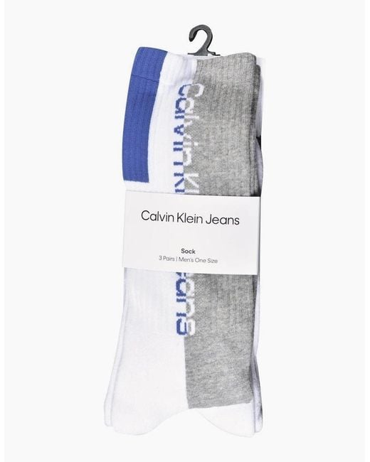 Calvin Klein Gray Jeans 3-Pack Mixed Logo Athleisure Sports Socks for men