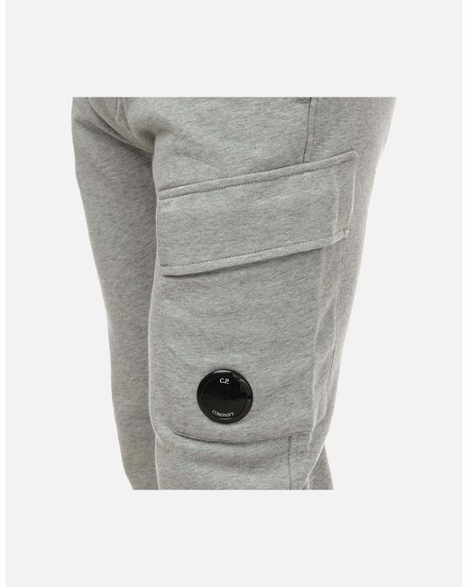 C P Company Gray Diagonal Raised Fleece Cargo Sweatpants for men