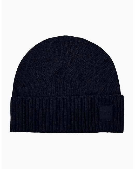 Boss Blue Akaio_R Beanie Hat for men