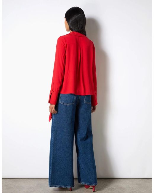 Ro&zo Red Tie Neck Blouse