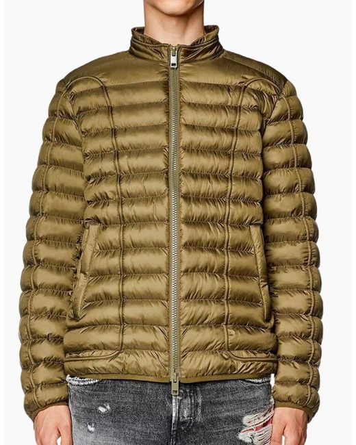 DIESEL Green Plain Padded Jacket for men