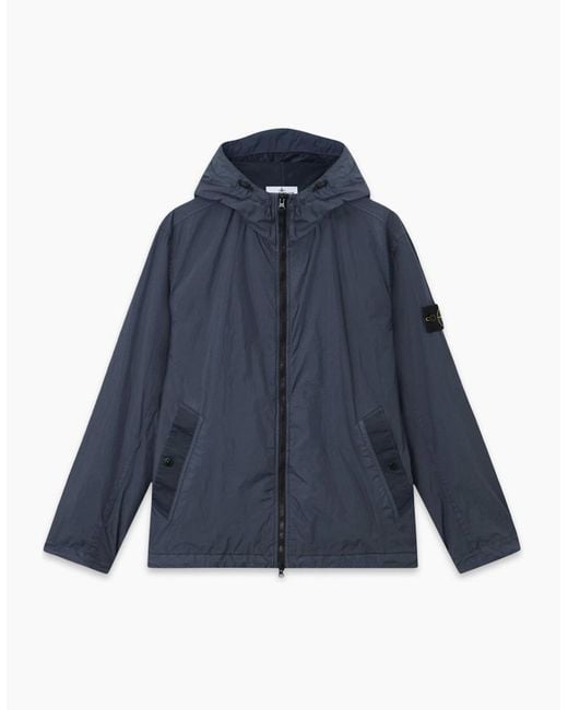 Stone Island Blue Hooded 4100001 Crinkle Reps Ny Jacket for men