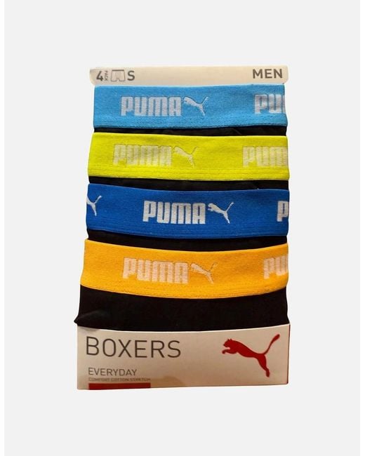 PUMA Black 4-Pack Everyday Boxer Briefs, W/ Waistbands for men