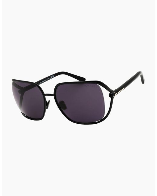 Tom Ford Blue Shiny Framed Smoke Sunglasses
