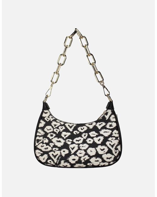 Michael Kors White Heart Print Zip Pouchette Crossbody Bag