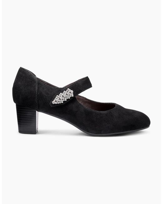 Hotter Black Duet Mary Jane Court Shoes