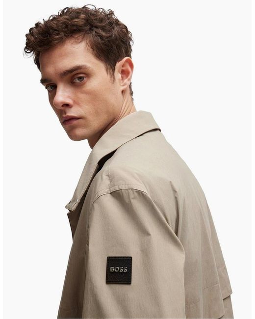 Boss Natural Cataldo Hooded Solid Patterned Coat for men