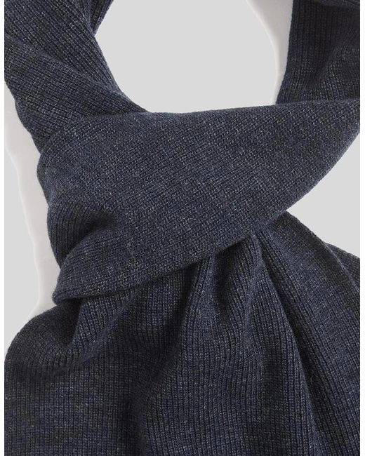 Lyle & Scott Blue Lambswool Blend Ribbed Scarf for men