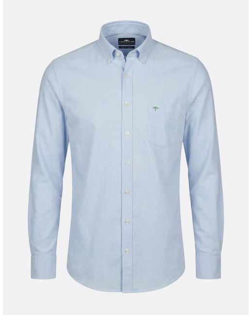Fynch-Hatton Blue Washed Oxford Solid Button Down Shirt New Breeze for men