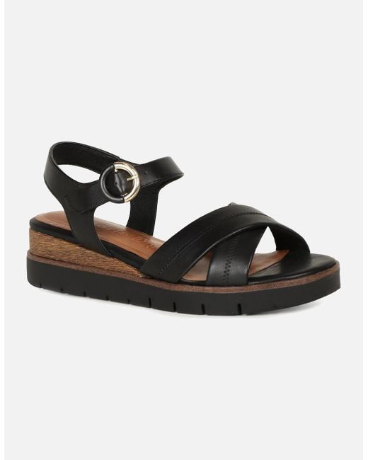Tamaris Black Honeysuckle Wedge Heel Sandals