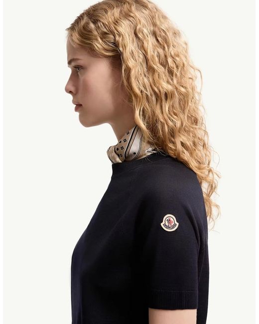 Moncler Blue Knitted T-Shirt for men