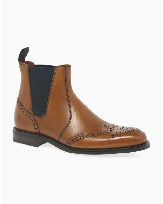 Loake Brown Hoskins Brogue Chelsea Boots for men