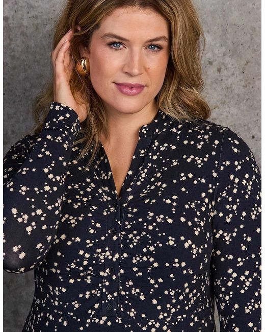 Live Unlimited London Gray Ditsy Print Shirt Dress