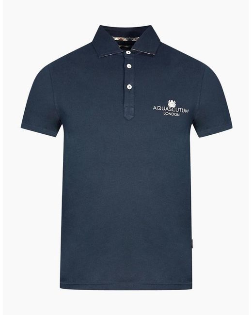 Aquascutum Blue London Bold Logo Polo Shirt for men